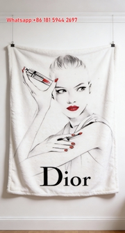 Dior Beauty Sketch Red Lipstick Flannel Sofa Throw Blanket D445